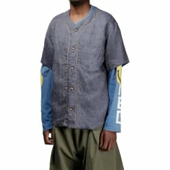 KAPITAL IDG LINEN BAMBOO STRIPE BASEBALL SHIRT -NIke Shop 4205501632fe1cb700d25f4dcf33e15a