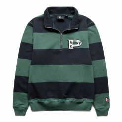 By Parra WORKED P STRIPED HALF ZIP SWEATSHIRT