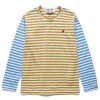Comme Des Garçons Play BI-COLOUR STRIPED MEN'S T-SHIRT -NIke Shop COMMEDESGARCONSBI COLOURSTRIPEDMENST SHIRTOLIVEBLUESP1T318 1