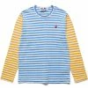 Comme Des Garçons Play BI-COLOUR STRIPED MEN'S T-SHIRT -NIke Shop COMMEDESGARCONSPLAYBI COLOURSTRIPEDMENST SHIRTBLUEYELLOWSP1T318 1
