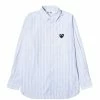 Comme Des Garçons Play BLACK HEART STRIPED SHIRT -NIke Shop Comme des Garcons Play PLAY STRIPED SHIRT BLACK HEART BLUE M P1B010 1