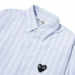 Comme Des Garçons Play BLACK HEART STRIPED SHIRT -NIke Shop Comme des Garcons Play PLAY STRIPED SHIRT BLACK HEART BLUE M P1B010 2