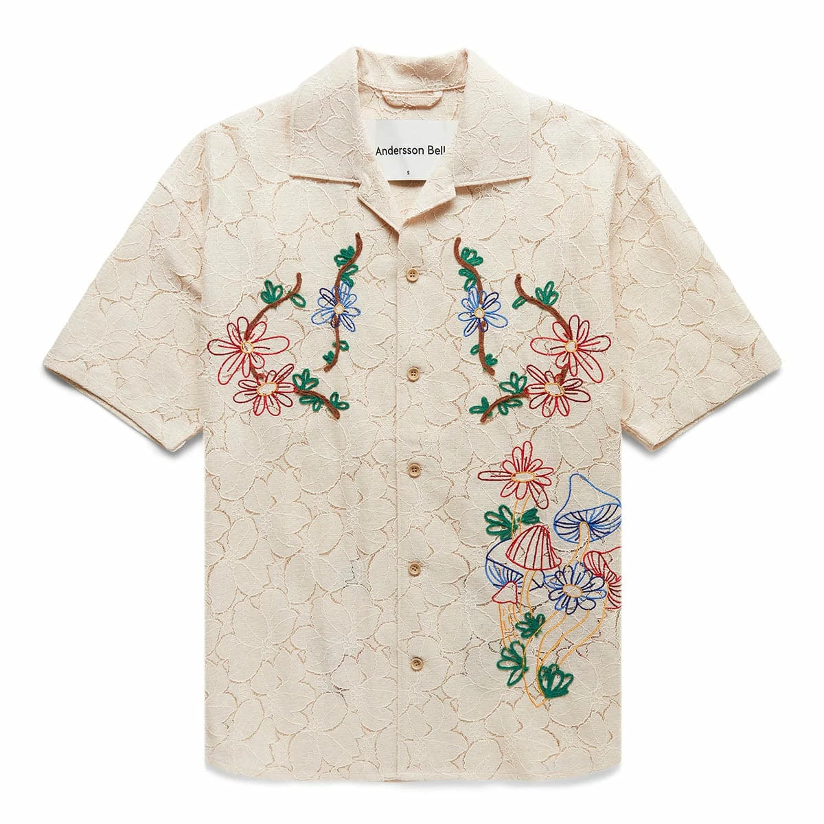 Andersson Bell FLOWER MUSHROOM EMBROIDERY OPEN COLLAR SHIRT 3 Andersson Bell FLOWER MUSHROOM EMBROIDERY OPEN COLLAR SHIRT