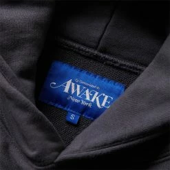 Awake NY SCRIPT OVERSIZED EMBROIDERED HOODIE -NIke Shop awakenySCRIPTOVERSIZEDEMBROIDEREDHOODIECHARCOALSAWK FW22 HD001 5