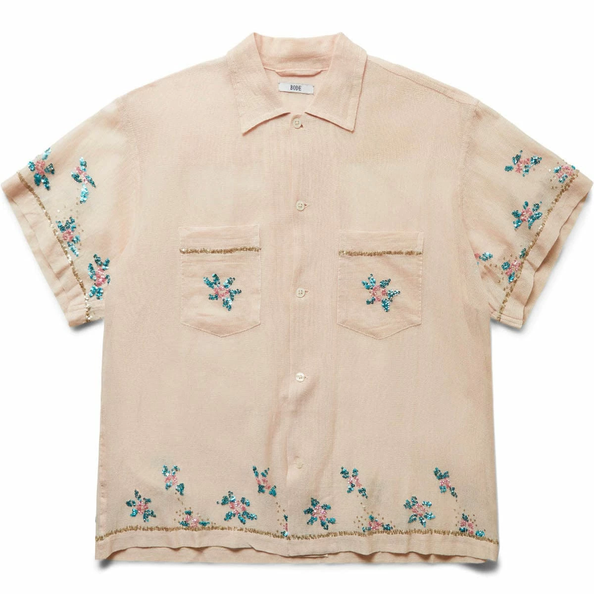 Bode SEQUINED FLORAL NET SS SHIRT 3 Bode SEQUINED FLORAL NET SS SHIRT