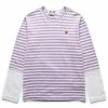 Comme Des Garçons Play STRIPED WHITE SLEEVE T-SHIRT -NIke Shop commedesgarconsplaySTRIPEDWHITESLEEVEMENST SHIRTPURPLEWHITESP1T320 1
