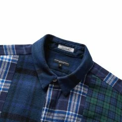 Engineered Garments COMBO SHORT COLLAR SHIRT -NIke Shop engineeredgarmentsCOMBOSHORTCOLLARSHIRTNAVYBLACKS22F1A017 RK242 3