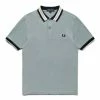 Fred Perry TEXTURED COLLAR POLO SHIRT -NIke Shop fredperryTEXTUREDCOLLARPOLOSHIRTSILVERBLUESM4579 1
