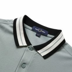 Fred Perry TEXTURED COLLAR POLO SHIRT -NIke Shop fredperryTEXTUREDCOLLARPOLOSHIRTSILVERBLUESM4579 3