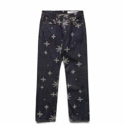 KAPITAL 14OZ DENIM SNOW EMBROIDERY 5P TH STRAIGHT