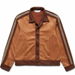 Sasquatchfabrix FAUX SUEDE TRACK JACKET CAMEL L